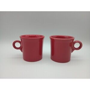 2 Fiesta Tom & Jerry Ring Handled Mugs Red Homer Laughlin Coffee Mugs
